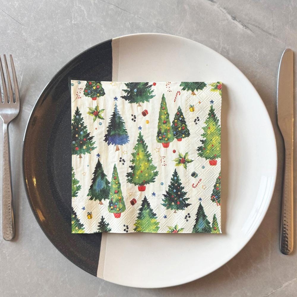 Servilletas De Navidad 40 Unidades - Rojo Y Verde, 33x33 Cm, Desechables Para Decoración De Mesa