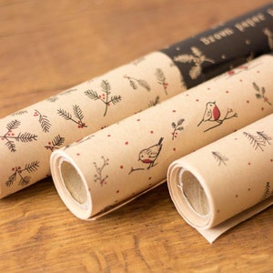 3 Rolls of Kraft Christmas Wrapping Paper, Luxury Festive Gift Wrap,  Christmas Gift Wrap, Christmas Wrapping Kits, Christmas Paper, Total 9m 