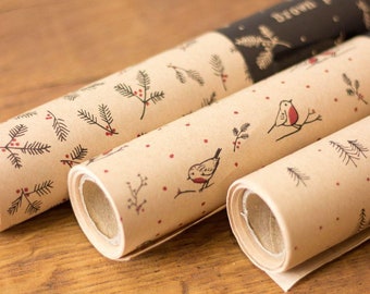 3 Rolls Of Kraft Christmas Wrapping Paper, Luxury Festive Gift Wrap, Christmas Gift Wrap, Christmas Wrapping Kits, Christmas Paper, Total 9m