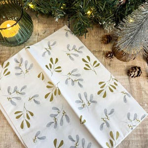 Carta velina per incartare i regali di Natale al vischio, carta da regalo tradizionale festiva, idee per incartare i regali, carta velina per incartare i regali in oro e argento, 4 fogli