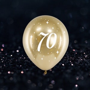 6 Glossy Gold 70th Birthday Party Balloons, Gold Birthday Party, 70th Birthday Balloons, 70th Venue Decoration Backdrop, Milestone Birthday