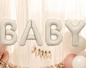 Beige BABY Foil Balloon, Neutral Baby Shower Decor, Baby Shower Balloon, Newborn Celebration, Gender Neutral Party Decoration
