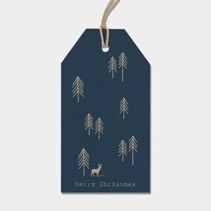 6 Woodland Blue Christmas Gift Tags, Christmas Gift Wrapping, Festive Navy Gift Tags, Gift Tags image 2