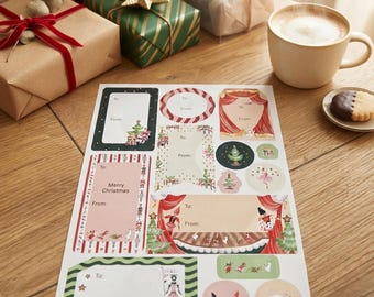 Cath Kidston Nutcracker Christmas Gift Stickers, Red Green Festive Paper Labels for Presents, Seasonal Craft Wrapping Pack of 70
