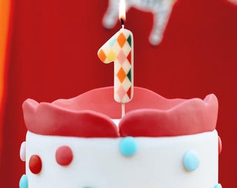 Elegant Number 1 Birthday Candle, Circus Theme Celebrations, Cake Age Decoration, Age 1st Party Candle for Kids Adults