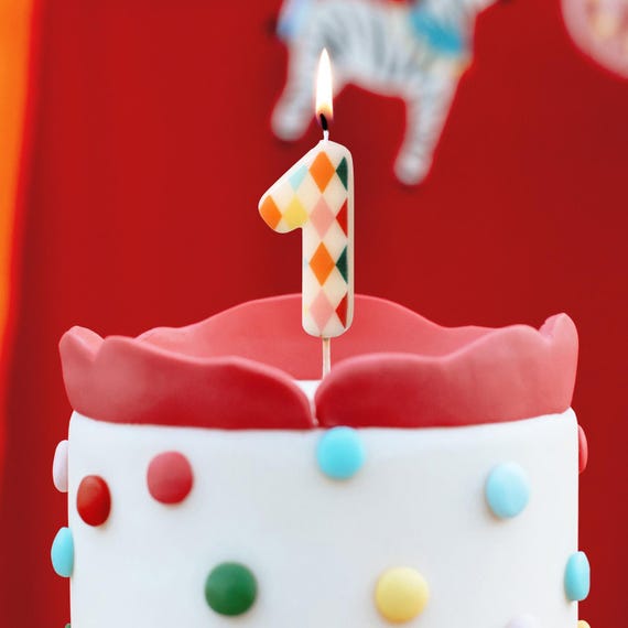 Elegant Number 1 Birthday Candle, Circus Theme Celebrations, Cake Age Decoration, Age 1st Party Candle for Kids Adults