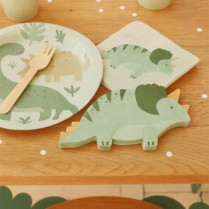 12 servilletas de dinosaurio Triceratops, vajilla infantil para fiesta jurásica, servilletas para fiesta de cumpleaños de dinosaurios para niñas y niños.
