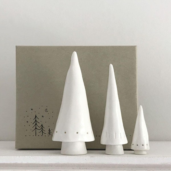 3 sapins de Noël en porcelaine, décorations de fête sur pied, décorations de table de Noël, souvenir de Noël en porcelaine, cadeau en porcelaine