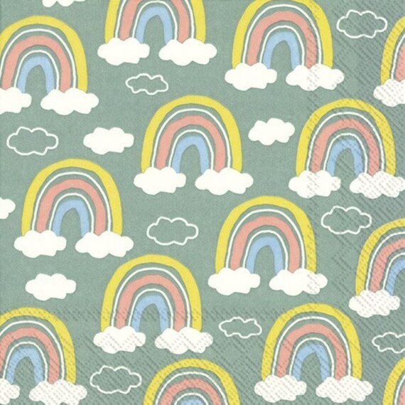 40 Serviettes De Table Arc-en-Ciel - 33x33 Cm, Pour Anniversaire Enfant, Rentrée, Fête - 9
