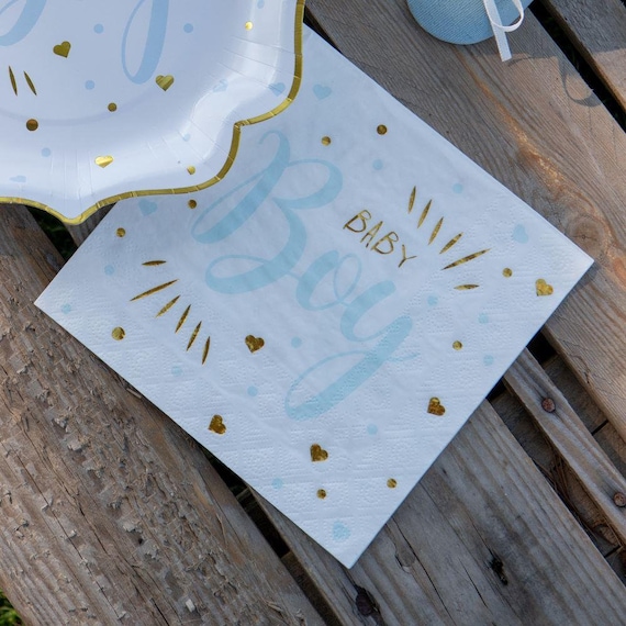 20 Baby Shower Boy Napkins Blue Baby Boy Paper Napkins New Baby