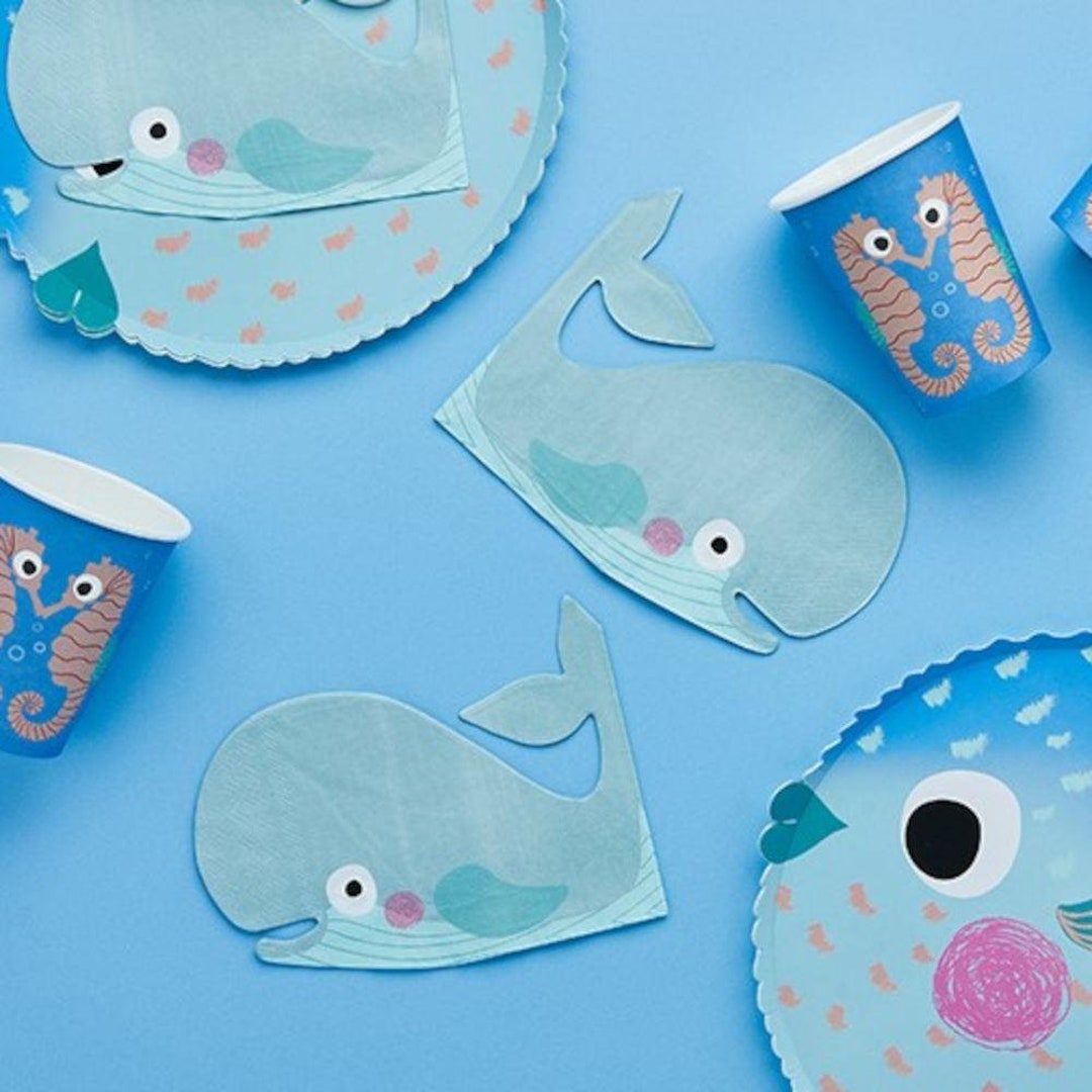 16 Whale Paper Napkins, Under the Sea Birthday Party Tableware