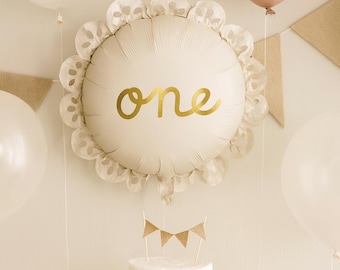 1. Geburtstagsparty-Goldballon, creme Kindergeburtstagsdekoration, Goldfolie runde Ballon, hängende Dekorationen Junge Mädchen