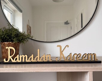 Letrero de madera para mesa de Ramadán Kareem, decoración tradicional para fiesta de Eid, celebraciones de Ramadán, colores a elegir.