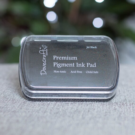 Jet Black Ink Pad, Premium Pigment Stamping Ink Pad, Non Toxic Ink Pad, Rubber Stamp Ink Pad, Scrapbook Ink 7x4.5cm