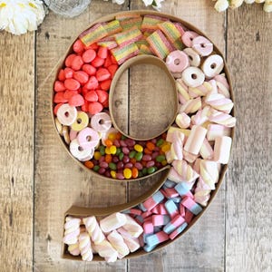 Kartonnen voedsellade - nummer 9, 9e 19e 90e verjaardagsfeestje displayschaal voor snacks, desserts, snoep, graastafel en evenementdecor