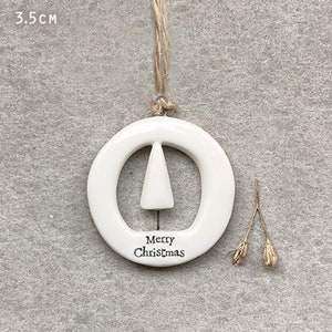 Mini Porcelain Cut Out Hanger - Merry Christmas, Hanging Keepsake Tag, Festive Gift, Porcelain Keepsake, Small Porcelain Gift With Words
