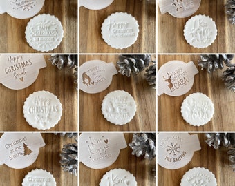 Personalised Christmas Icing Embossers, Family Surname Name Fondant Embosser, Custom Cookie Biscuit Stamp, Festive Cupcake Decorating