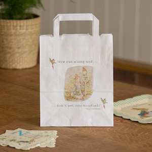 10 Peter Rabbit Party Bags, Peter Rabbit Easter Gift Bags, White Bags With Handles, 1st Birthday Gift Bags, Party Favours Bags