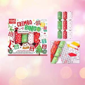 6 Christmas Bingo Table Crackers, Novelty Fun Family Christmas Dinner Crackers, Festive Tableware, Bingo Christmas