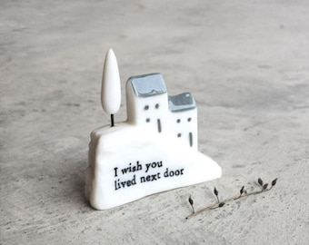 Mini Porcelain House Ornament, Friendship Keepsake Gift BOXED