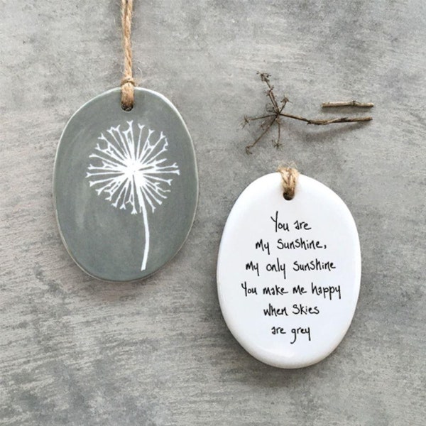 Porcelain Hanger You Are My Sunshine, Hanging Porcelain Gift, Inspirational Home Decoration, Friendship Gift, Thank You Keepsake