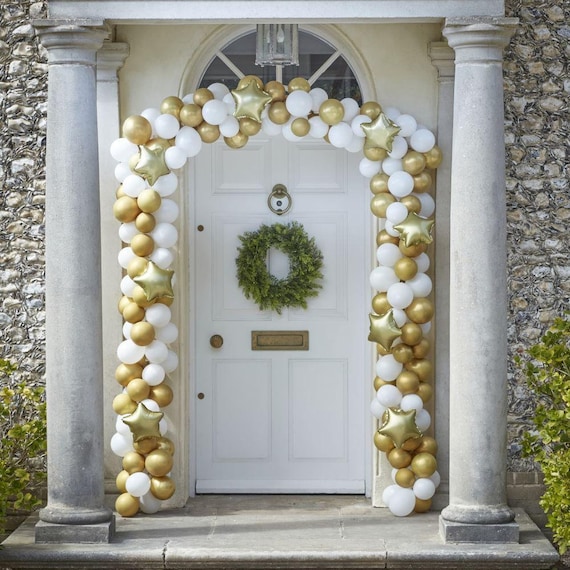 Gold Chrome Christmas Door Balloon Arch, Balloon Decoration Garland,  Festive Door Decorations, Balloon Arch Decorations 