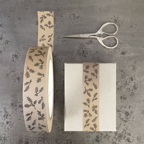 50m Craft Brown Tape With White Spots Christmas Wrapping Etsy