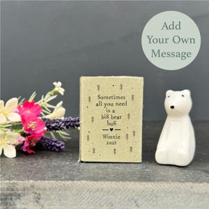 Boîte d&#39;allumettes personnalisée en porcelaine, câlin animal gros ours, amitié en boîte cadeau, ornement souvenir, cadeau jeton en porcelaine, TOUS LES MOTS
