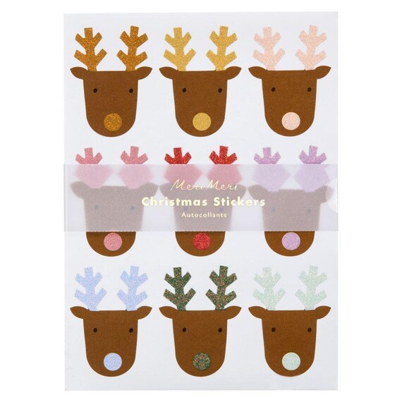 Faux Silver Reindeer Stickers Planner Stickers Reindeer Sticker Sheet Christmas Sticker Sheet Faux Glitter Christmas Stickers Xmas Stationery KC019 Journal Stickers Xmas Stickers