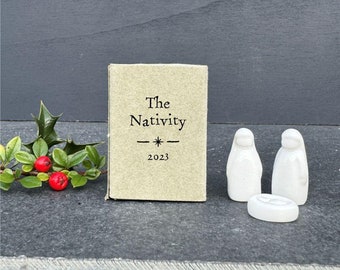 Personalised Porcelain Matchbox Nativity Ornament, Christmas Keepsake Gift, Family Friends Boxed Festive Gift, Keepsake Ornament