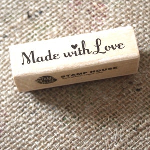 Made With Love Wooden Rubber Stamp, Craft Stamps, DIY Wedding Favours, Gift Tags, Christmas Craft, Scrapbooking Stamps, Handmade Stamp image 1