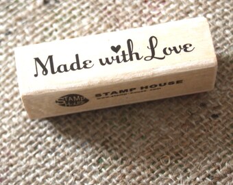 Made With Love Wooden Rubber Stamp, Craft Stamps, DIY Wedding Favours, Gift Tags, Christmas Craft, Scrapbooking Stamps, Handmade Stamp