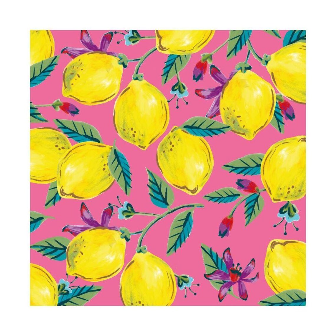 20 Tropical Pink Napkins Citrus Lemon Party Napkins Lemon Etsy