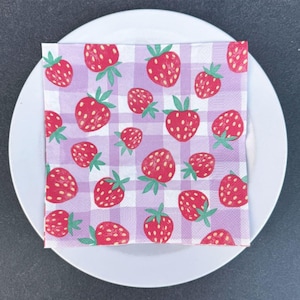 20 tovaglioli di carta con fragole, tovaglioli per barbecue estivi, stoviglie per il tè pomeridiano, tovaglioli di carta rossi originali
