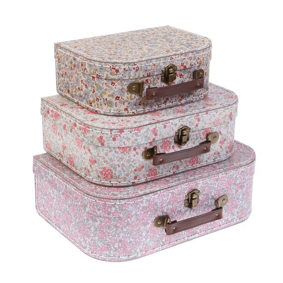 3 Vintage Mini Floral Suitcase 