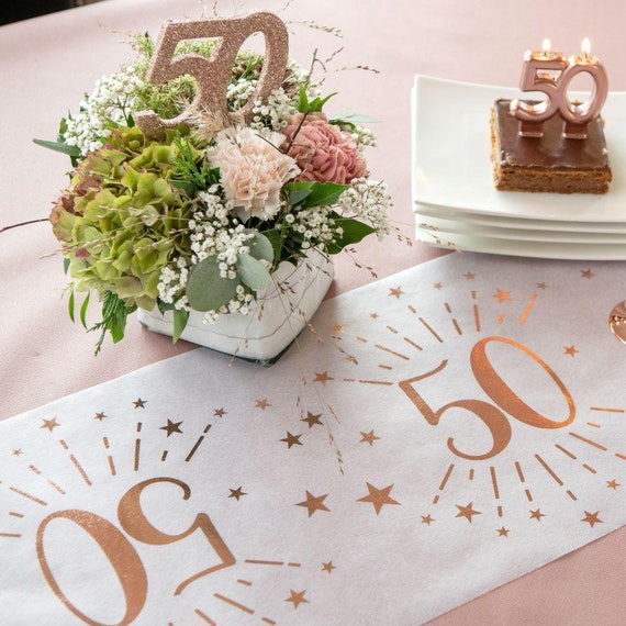 Rose Gold 50th Birthday Table Runner, 50th Birthday Sparkling Foil Table  Runner, Age 50 Birthday Tableware, 50th Birthday Partyware 5m 