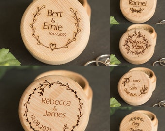 Caja de madera personalizada para anillos, caja grabada para anillos de boda, regalo de compromiso, recuerdo de boda, caja para anillos, regalo de aniversario
