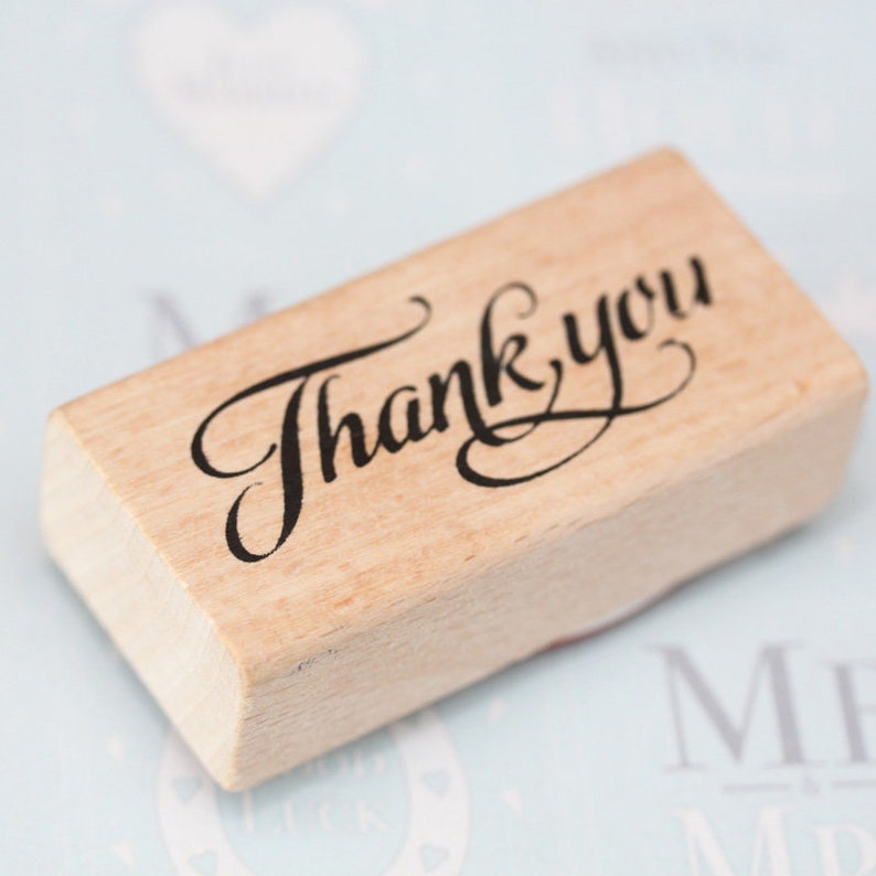 Thank You Script Wooden Rubber Ink Stamp Craft Stamps DIY | Etsy