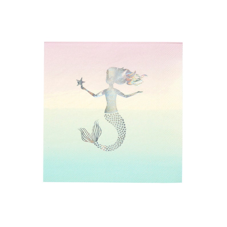 Mermaid Pastel Paper Napkins Pack of 16 Mermaid Themed Party