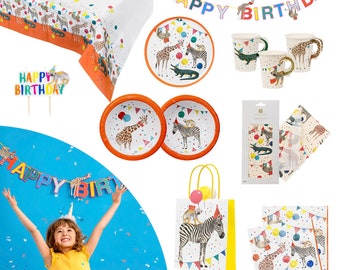 Safari Animal Party Supplies, Animal Napkins Plates Decorations Gift Bags Bunting, Childrens Birthday Party Candles, Animal Partyware,
