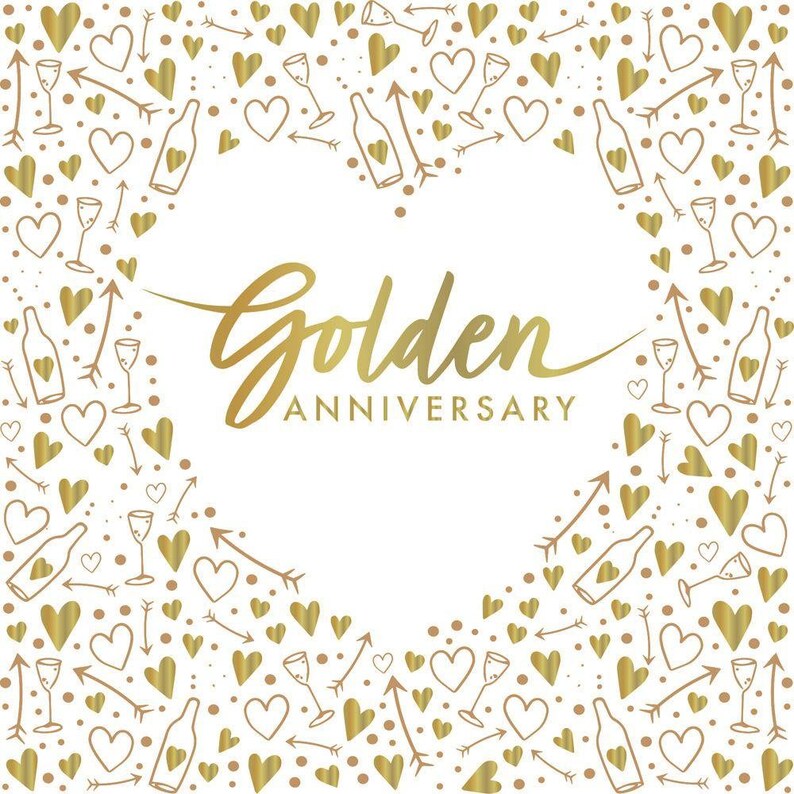 16 Golden Wedding Anniversary Paper Napkins 50th Anniversary Etsy