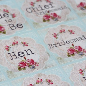 35 Vintage Floral Hen Party Sticker Sheet, Hen Do Accessories, Hen Party Favours, Bachelorette Party Stickers, Bridal Shower Stickers