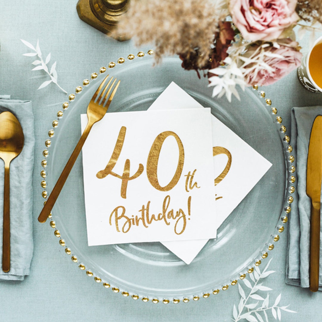40th Birthday Party Napkins 40th Birthday Gold Decorations - Etsy