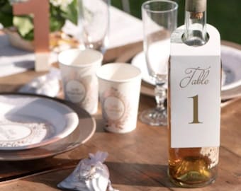 Rose Gold Wedding Table Bottle Hangers 1-10, Rose Gold Wedding Table Numbers, Wedding Table Decorations, Rose Gold Party Table