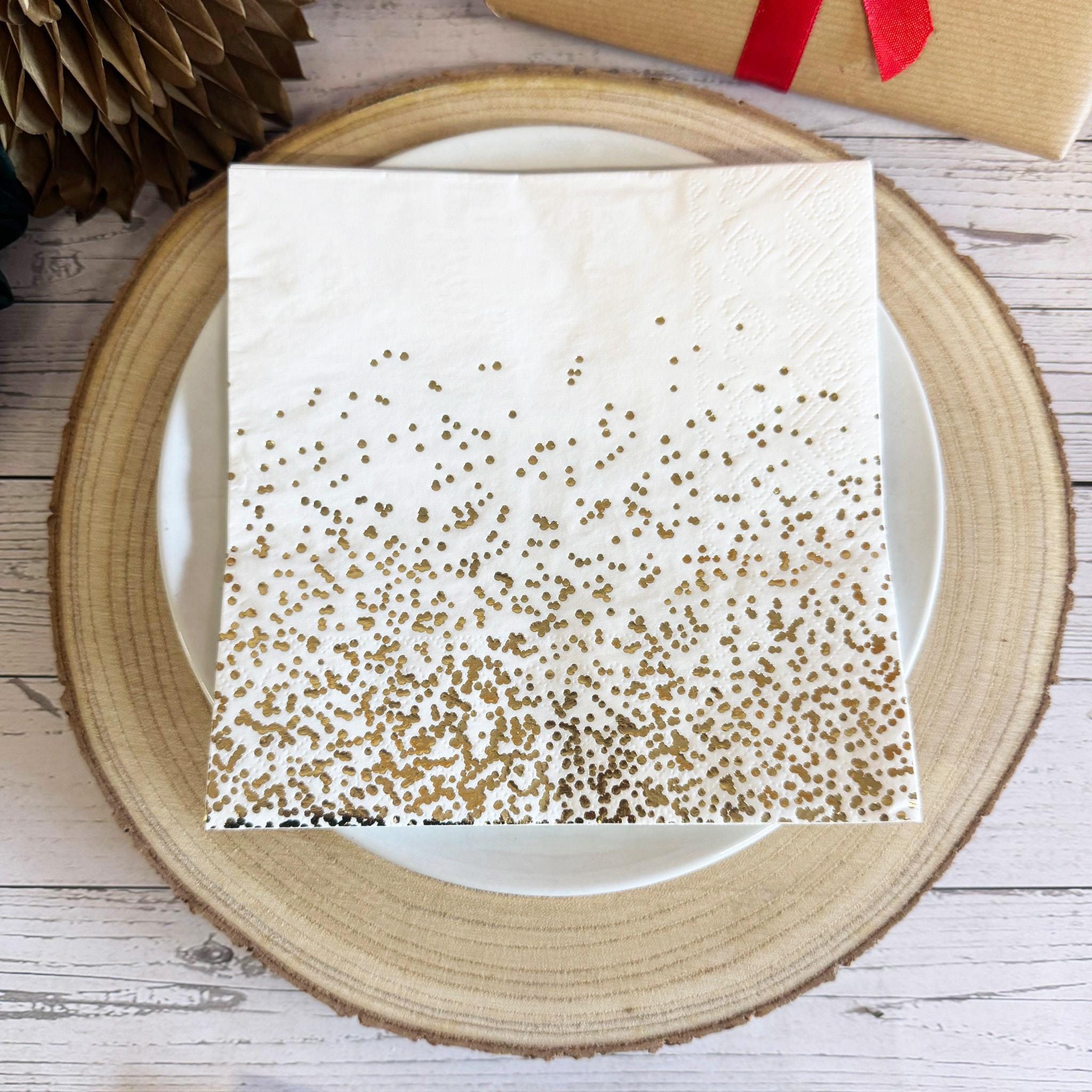 Elegant Gold Foil Confetti Dinner Plates - 10 Pack Of 9 Inch Disposable Party Plates For Celebrations
