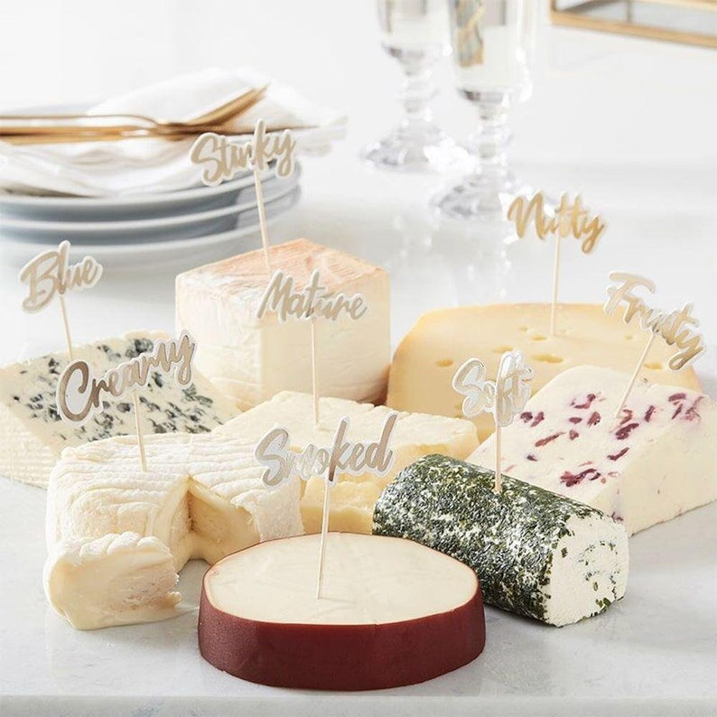 8 Gold Cheese Board Labels Party Food Decorations Cheese Etsy