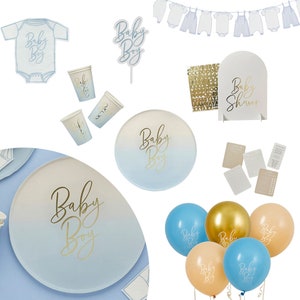 Blauwe Baby Shower Feestartikelen, Babygrow Servies Decoratie Mum to Be, Boy Baby Shower Party, New Baby Boy party, Doop Servies