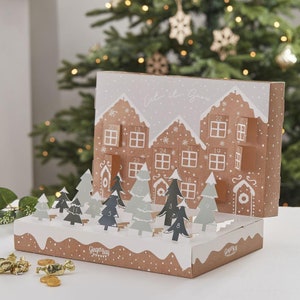 Pop Up Festlicher Schneeszene Adventskalender, DIY Weihnachts Adventskalender, Tür Adventskalender, Weihnachtsdekoration