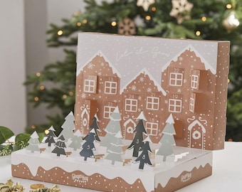 Pop Up Festive Snow Scene Advent Calendar, DIY Fill Your Own Christmas Advent Calendar, Door Advent Calendar, Christmas Decorations