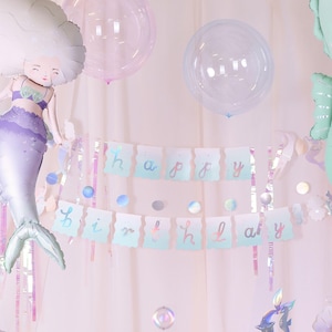 Happy Birthday Mermaid Banner, Under The Sea Birthday Party Decoration, Birthday Banner Backdrop, Mermaid Party, 1.3m